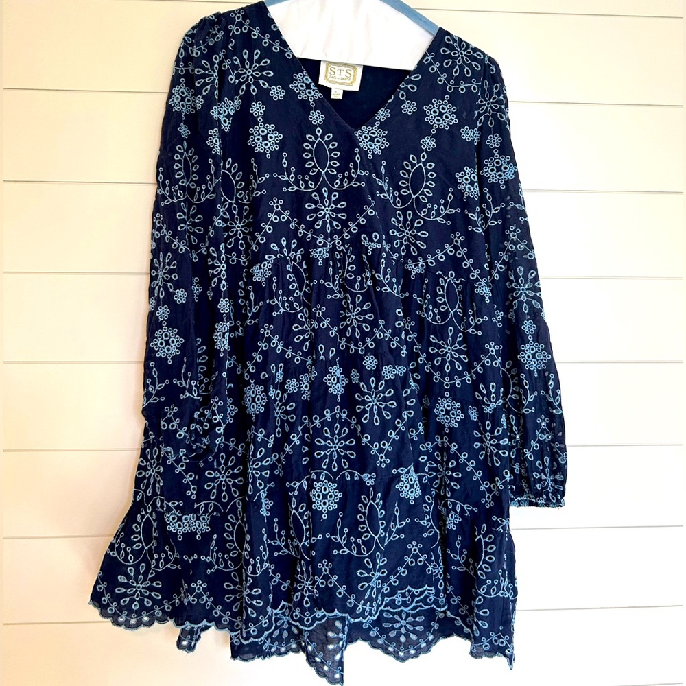Sail to Sable navy cotton eyelid dress